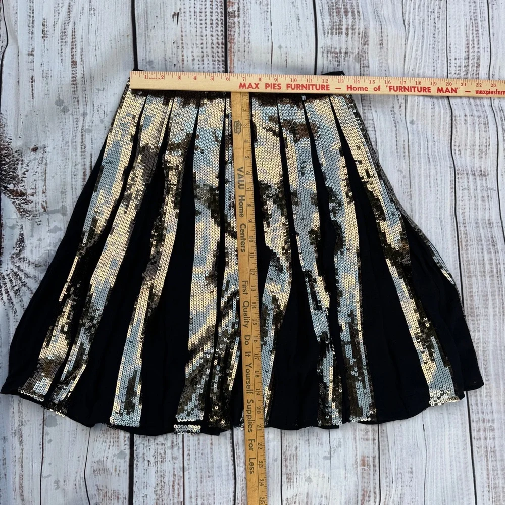 Ann Taylor Sequin Pleated A-Line Skirt 0 Black Silver Cocktail Party Holiday